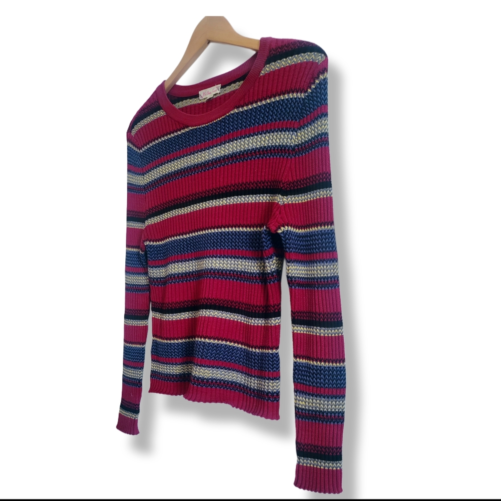 🌿"It's Our Time" Women's Multicolor Striped Rib-Knit Sweater Size Med-XXL 1Size - Picture 4 of 11